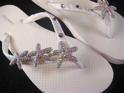 Wedding Flip Flops Sparkling Rhinestone Starfish By Misunbridal