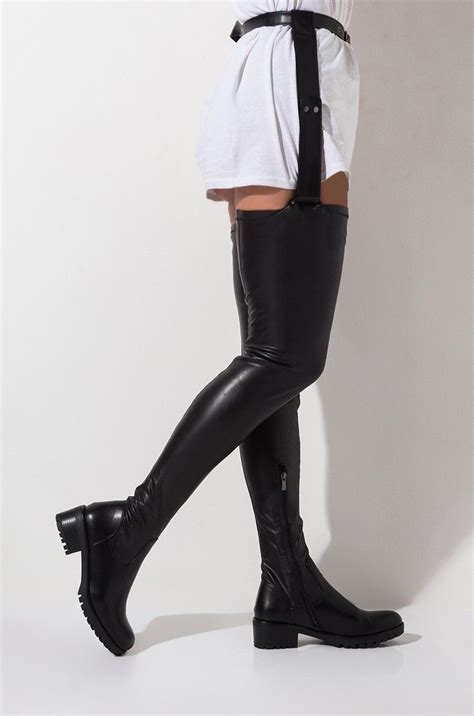 Azalea Wang Sexy Faux Leather Round Toe Lug Sole Chunky Block Heel Side Zipper Belted Chap Boot