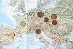 Map of Europe with Euro Coins and Polish Zloty Editorial Stock Photo ...