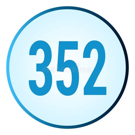 Number 352 Symbol Or Logo With Round Frame In Blue Gradient Color Stock