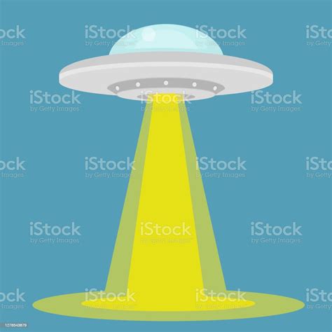Ufo Alien Spaceship With Lights Isolated On Background Vector