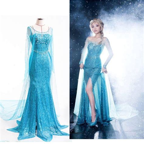 2 Styles Adult Princess Elsa Cosplay Costume Elsa Blue Dresses