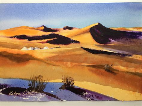 Original Watercolor Painting Desert Landscape Sahara Etsy