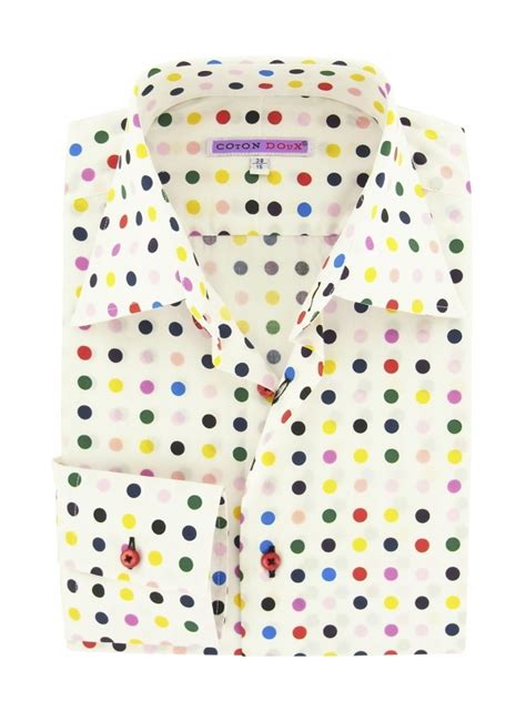 Mens Multicolor Polka Dots Regular Cut Shirt