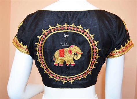 Elephant Embroidery Work On Blouse