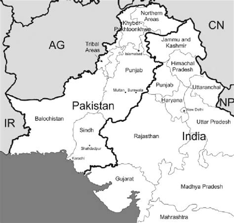 Map Showing Pakistan And North Western India The Provinces Of Pakistan