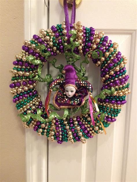 A Homemade Mardi Gras Wreath I Made From Actual Mardi Gras Beads