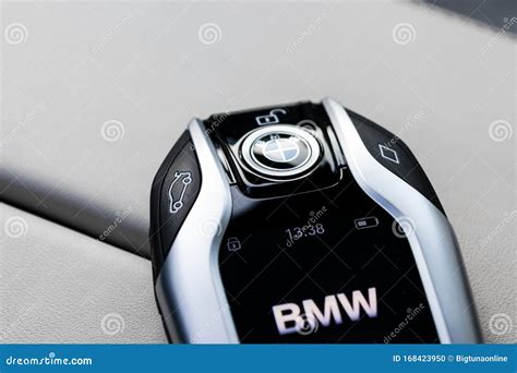 Close Up Of Modern Wireless Keys Of Bmw 640i Gt 2019 In White Leather