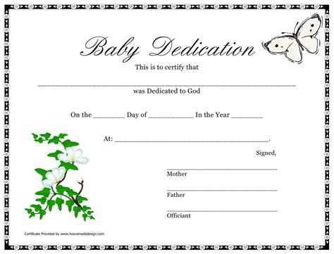 Baby Dedication Certificate Template Download Printable
