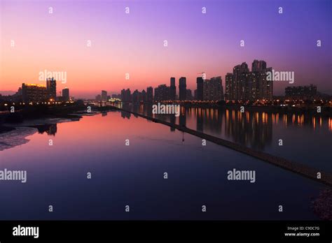 City Skyline At Twilightcityscape By The River Of Minjiangfuzhou