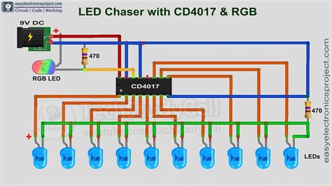 4017 Led Chaser Circuit Diagram With Rgb Led 4017 Projects 2020