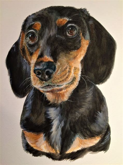 Dog Pet Portrait Dashound Dachshund Painting Dachshund Art Dog