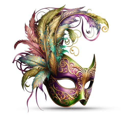 Colorful Feathers Mardi Gras Barazil Carnival Mask Transparent