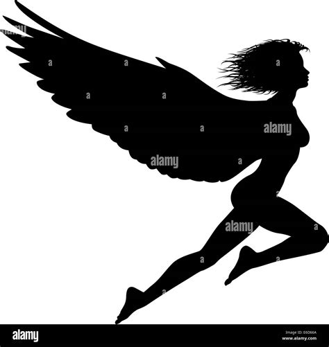 Silhouette Flying Angel Black And White Stock Photos And Images Alamy