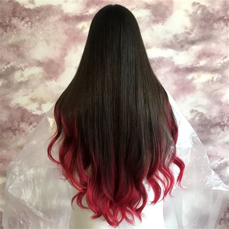 Red Hair With Black Tips Ideas