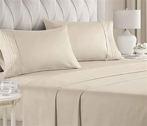 Cgk Unlimited Queen Size Sheet Set 4 Piece Set Hotel Luxury Bed Sheets Cream — Deals From
