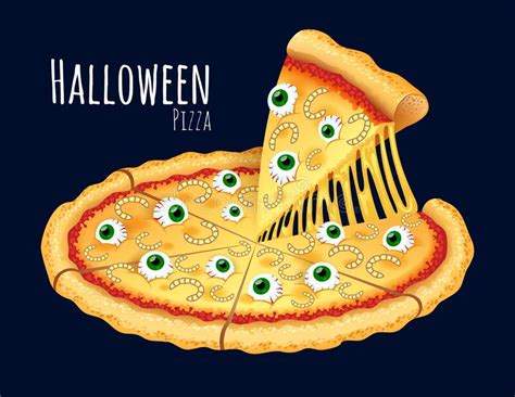 Halloween Pizza Seamless Pattern Stock Vector Illustration Of