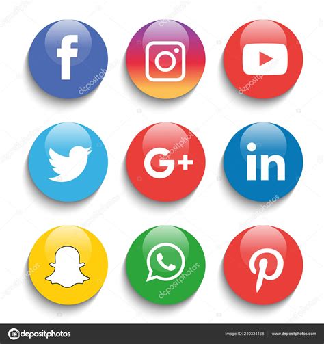Social Media Icons Set Logo Vector Illustrator Snapchat Facebook