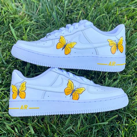Custom Yellow Nike Butterfly Air Force Ones Custom Af1 Etsy