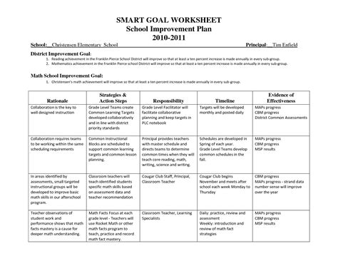 Goals may be modified from year to year as professional growth is made. 12 Best Images of Reading Goal Setting Worksheet - Smart ...