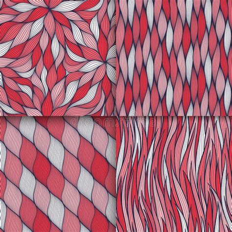 Abstract Wavy Lines Seamless Patterns Set Floral Organic Like Vector