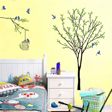 Birds Cage And Tree Branch Creative Modern Vinyl Wall Stickerremovable