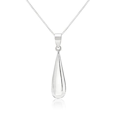 Grace And Co Silver Chunky Teardrop Pendant Necklace