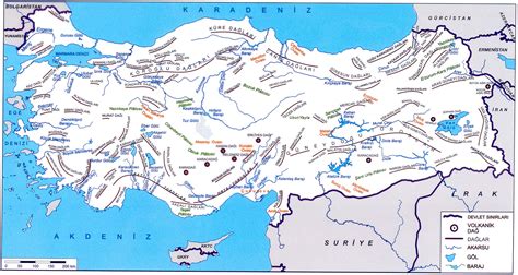 Türkiyenin Dağları Ovaları Platoları Akarsuları Gölleri Haritası Kısa