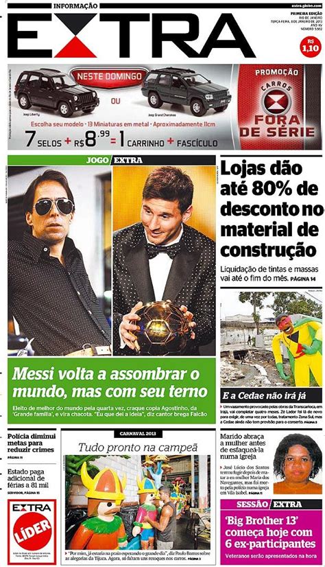 08 01 2013 capas do jornal extra extra online capa jornal jornalismo primeira pagina