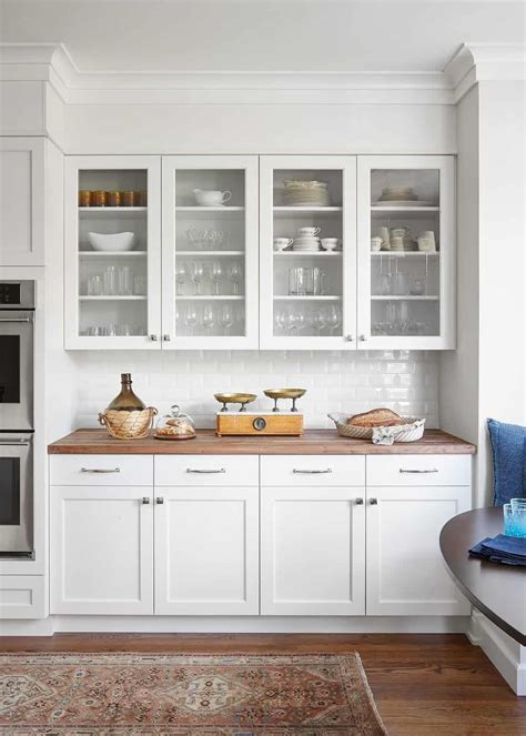 White Kitchen Cabinets With Glass Doors Add A Touch Of Elegance To