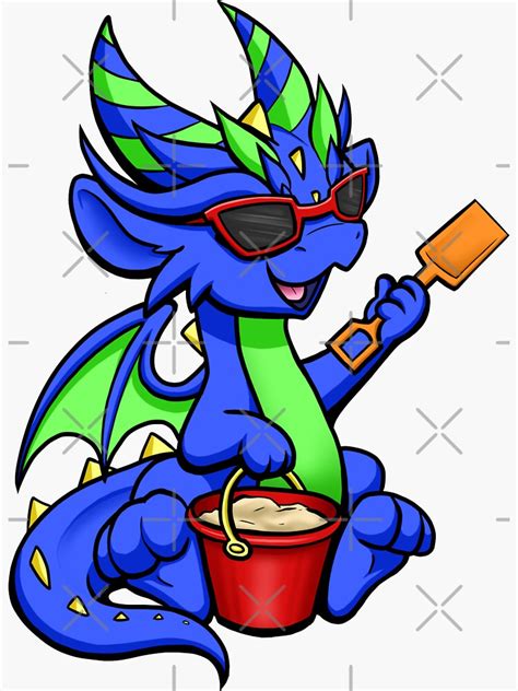 Blue Dragon Playing In Sand Sticker By Bgolins Redbubble