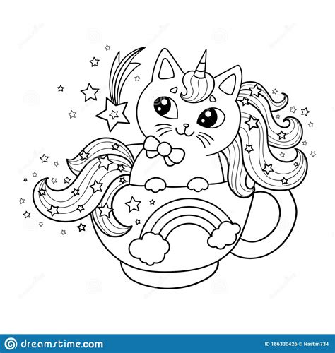 Dibujos Para Colorear Gato Unicornio