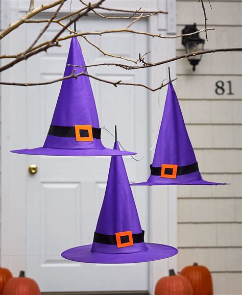 Sets Of 3 Lighted Witches Hats In 2020 Halloween Porch Halloween