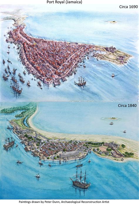 Port Royal Jamaica Around 1690 And 1840 Rpapertowns