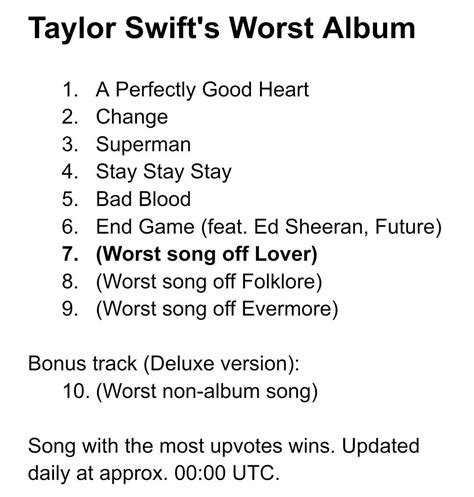 Taylor Swifts Worst Album Day 7 Lover Rtaylorswift