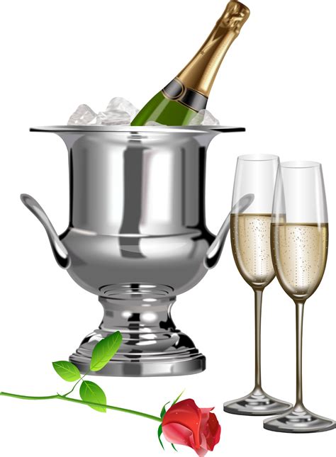 Champagne Champagne Flutes And Rose Transparent Clipart Gallery