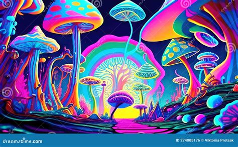 Trippy And Psychedelic Artwork In Retro Hippie Style Generative Ai Stock Illustration