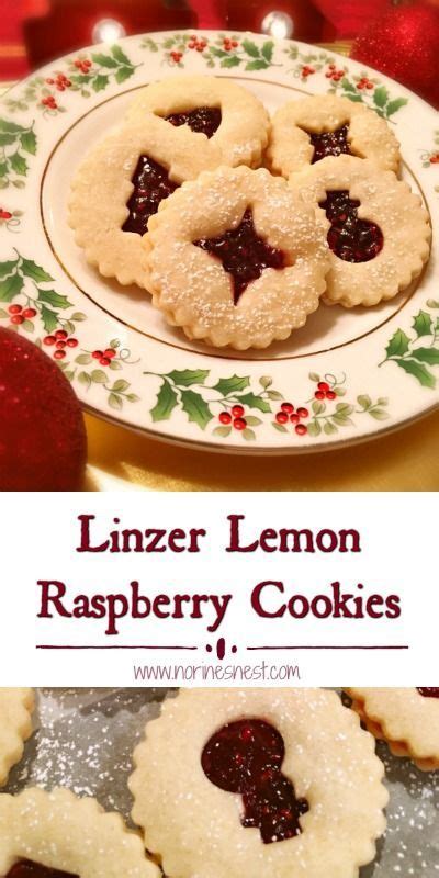 Lemon Shortbread Linzer Cookies With Raspberry Jam Filling Dusted With