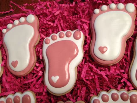 Simple Pink And White Baby Feet Cookies Cookies For Kids Baby Shower