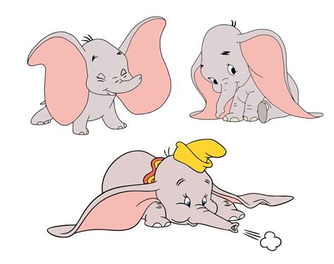 10 Dumbo Svg Cut Files Dumbo Baby Elephant Vector Clipart Download