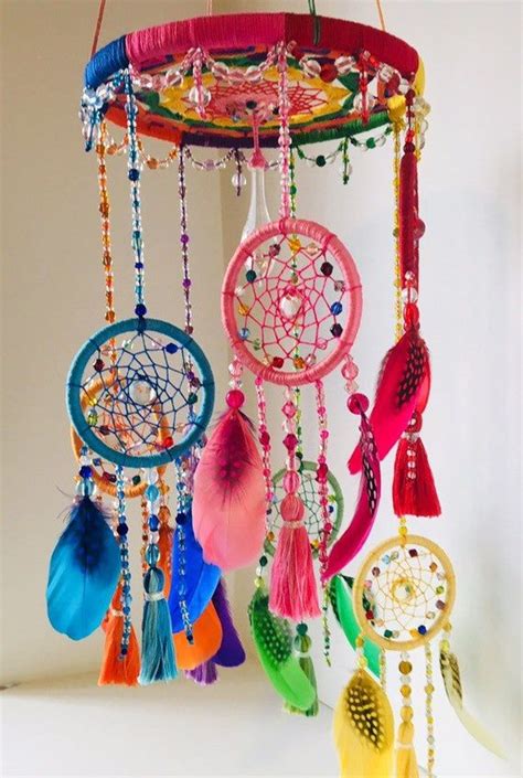 Rainbow Mobile Dream Catcher Recycled And New Materials Image 1 Giant