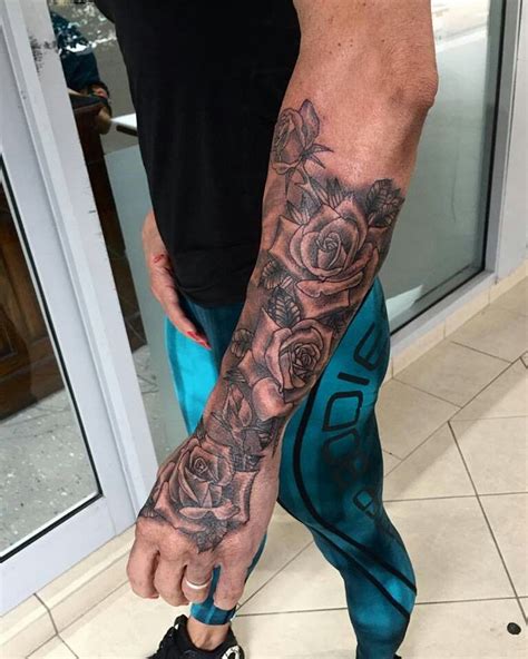 Rose Arm Tattoo Male