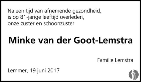 Minke Van Der Goot Lemstra 19 06 2017 Overlijdensbericht En