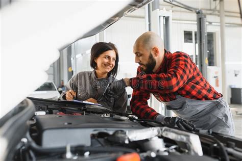 Auto Service Repair Maintenance And People Concept Mechanic Men