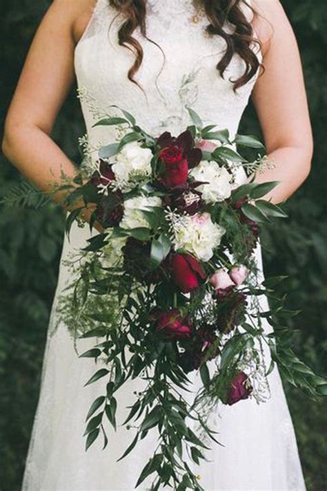 Cascade wedding bouquets with burgundy. 45 Gorgeous Cascading Wedding Bouquets | Cascading wedding ...