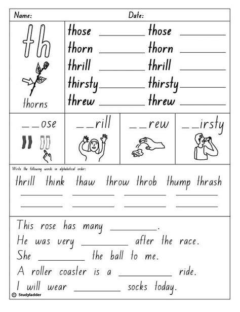 Words That Start With Th Worksheets 99worksheets