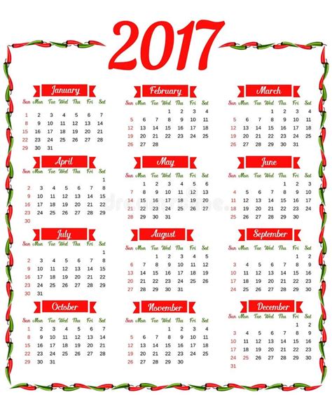 Un Modello Di 2017 Calendari Illustrazione Di Stock Illustrazione Di