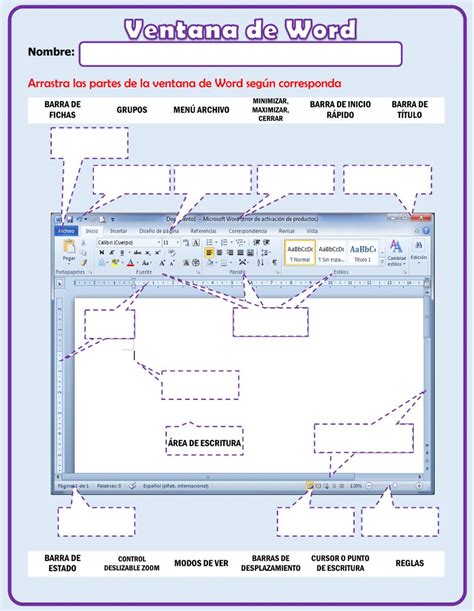 Ventana De Microsoft Word Ficha Interactiva