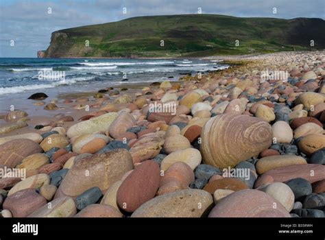 Sandstone Boulders On Beach Rackwick Bay Hoy Orkney Scotland Stock