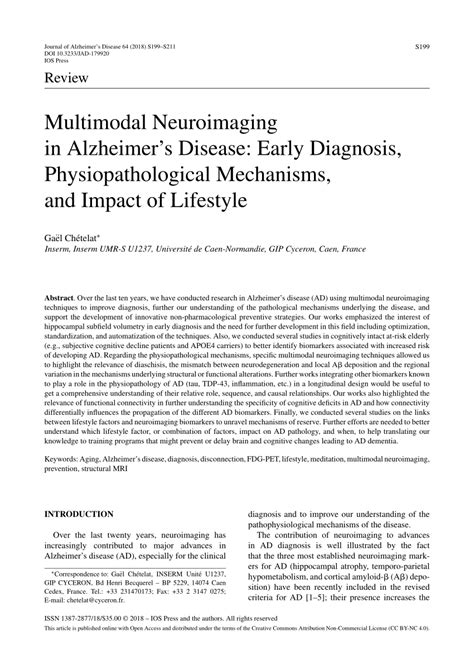 Pdf Multimodal Neuroimaging In Alzheimers Disease Early Diagnosis